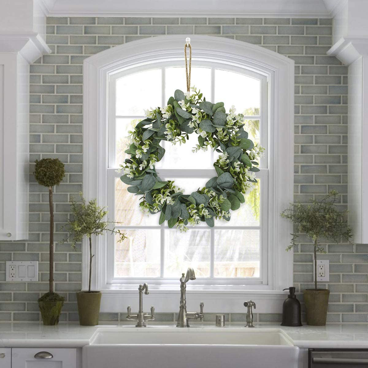 SoftHaven Faux Eucalyptus Wreath, 42cm