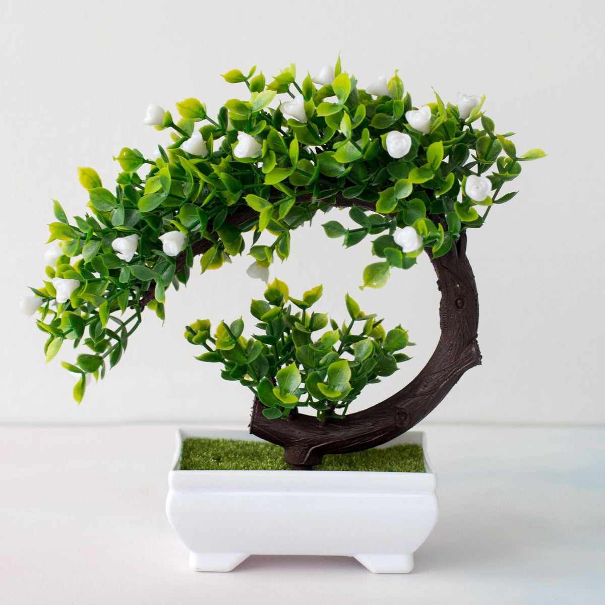 SoftHaven Mini Faux Bonsai Plant in White Pot